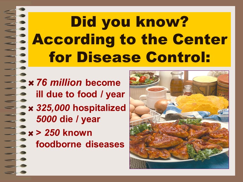 Did you know?  According to the Center for Disease Control: 76 million become